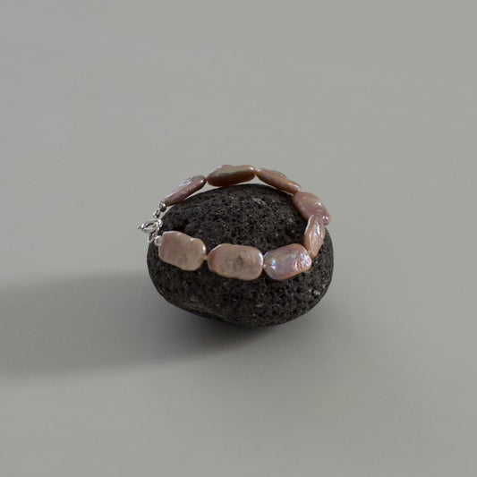 Miracles Minéraux Baroque Chips Pearl Bracelet, Natural Stone, French